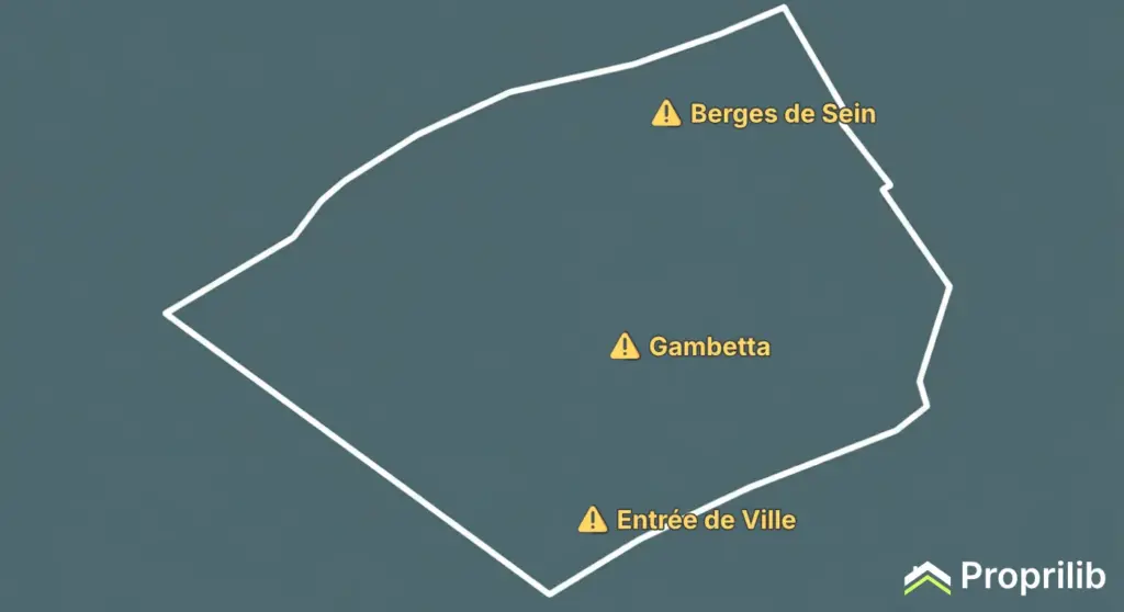 Carte des rues et des secteurs sensibles à Clichy