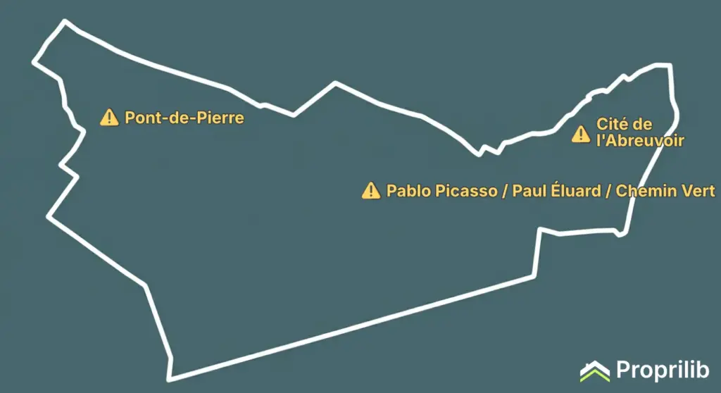 Carte des rues et des secteurs sensibles à Bobigny