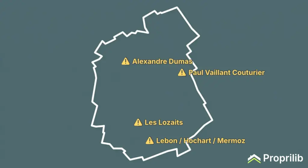 Carte des rues et des secteurs sensibles à Villejuif