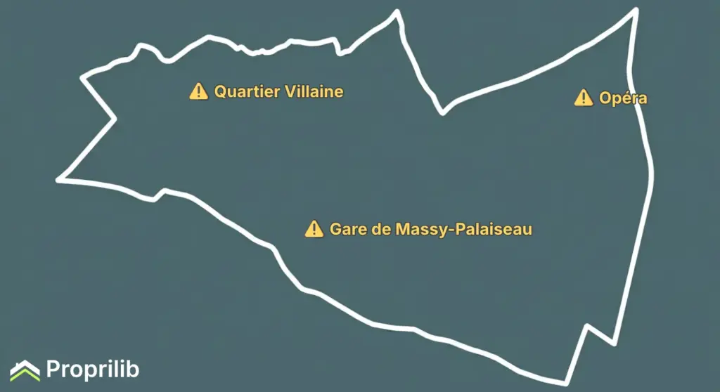 Carte des rues et des secteurs sensibles à Massy