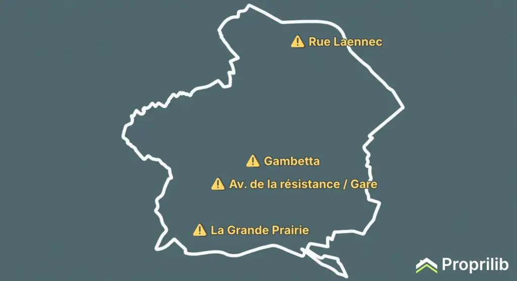 Carte des rues et des secteurs sensibles à Chelles