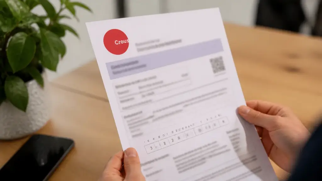 Code locataire CROUS sur un document de logement